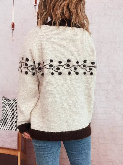 Contrast Hem Round Neck Sweater