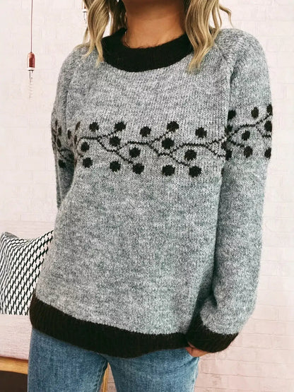 Contrast Hem Round Neck Sweater