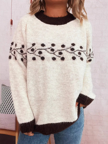 Contrast Hem Round Neck Sweater