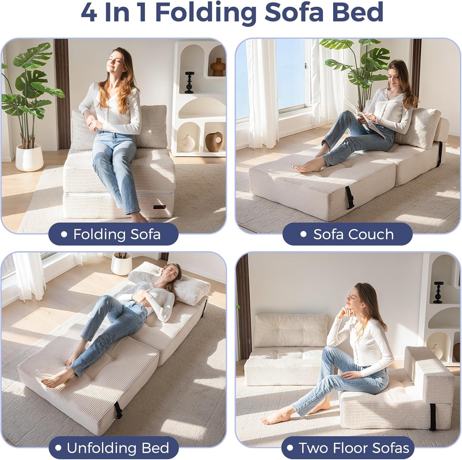 Convertible Folding Sofa Bed with High-Density Foam-3