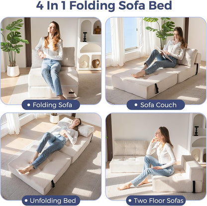 Convertible Folding Sofa Bed with High-Density Foam-3