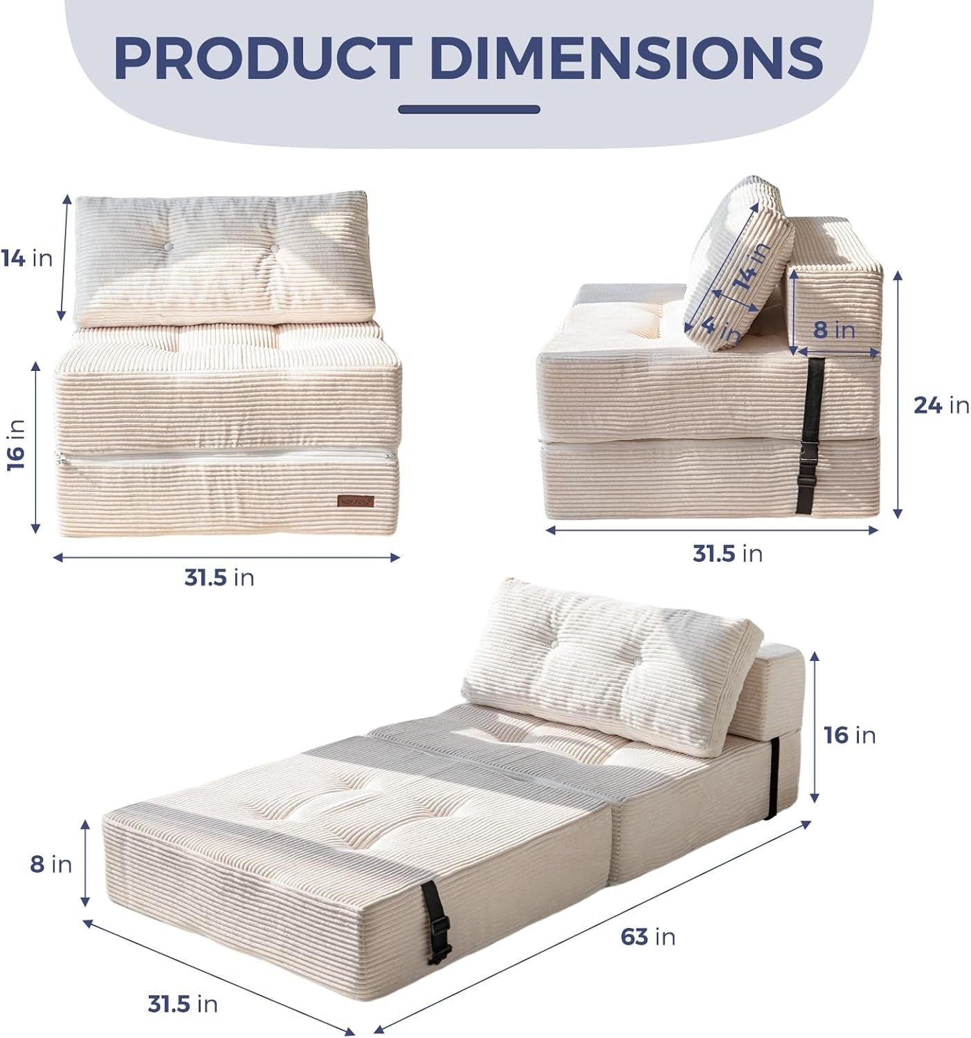 Convertible Folding Sofa Bed with High-Density Foam-1