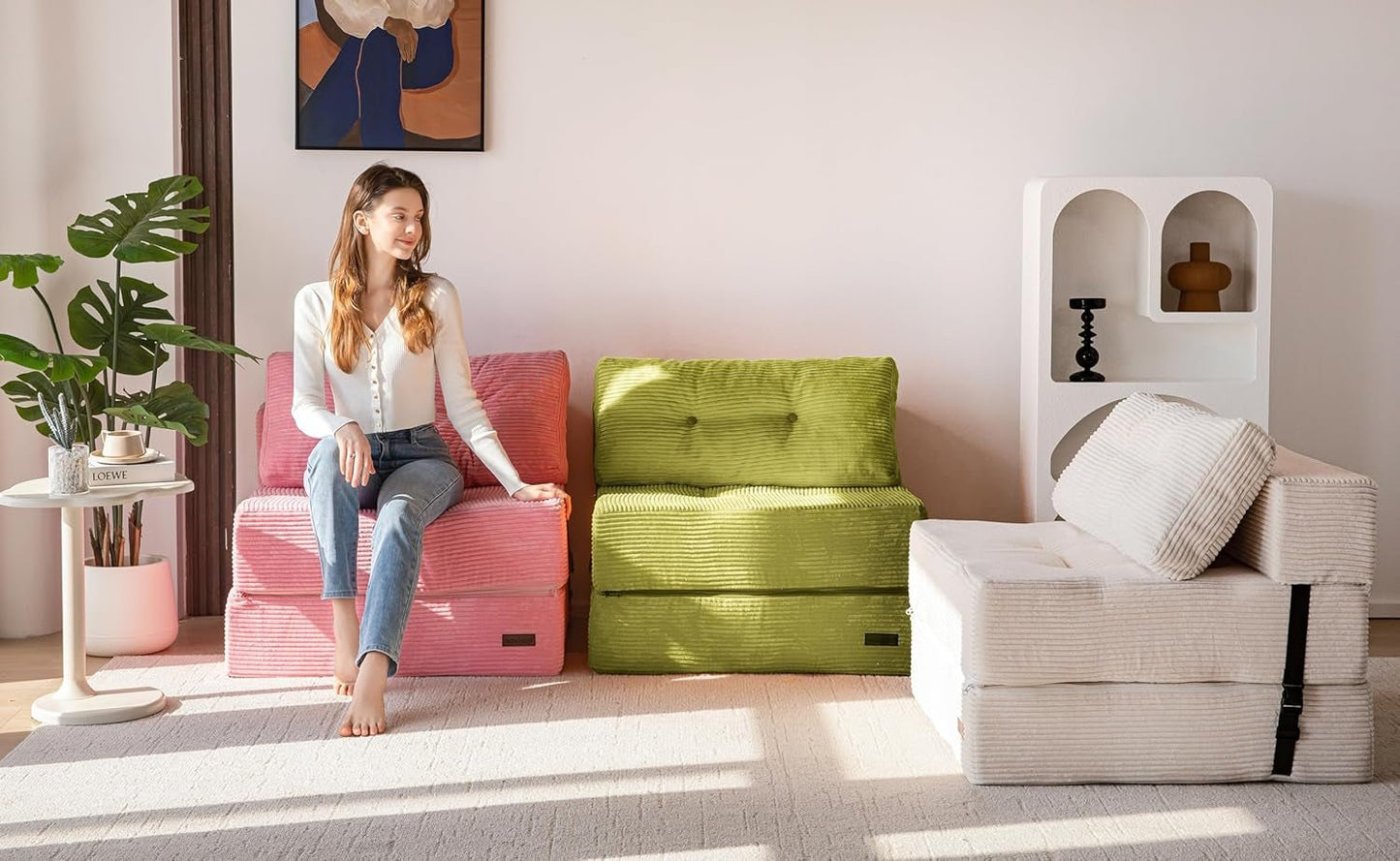 Convertible Folding Sofa Bed with High-Density Foam-4