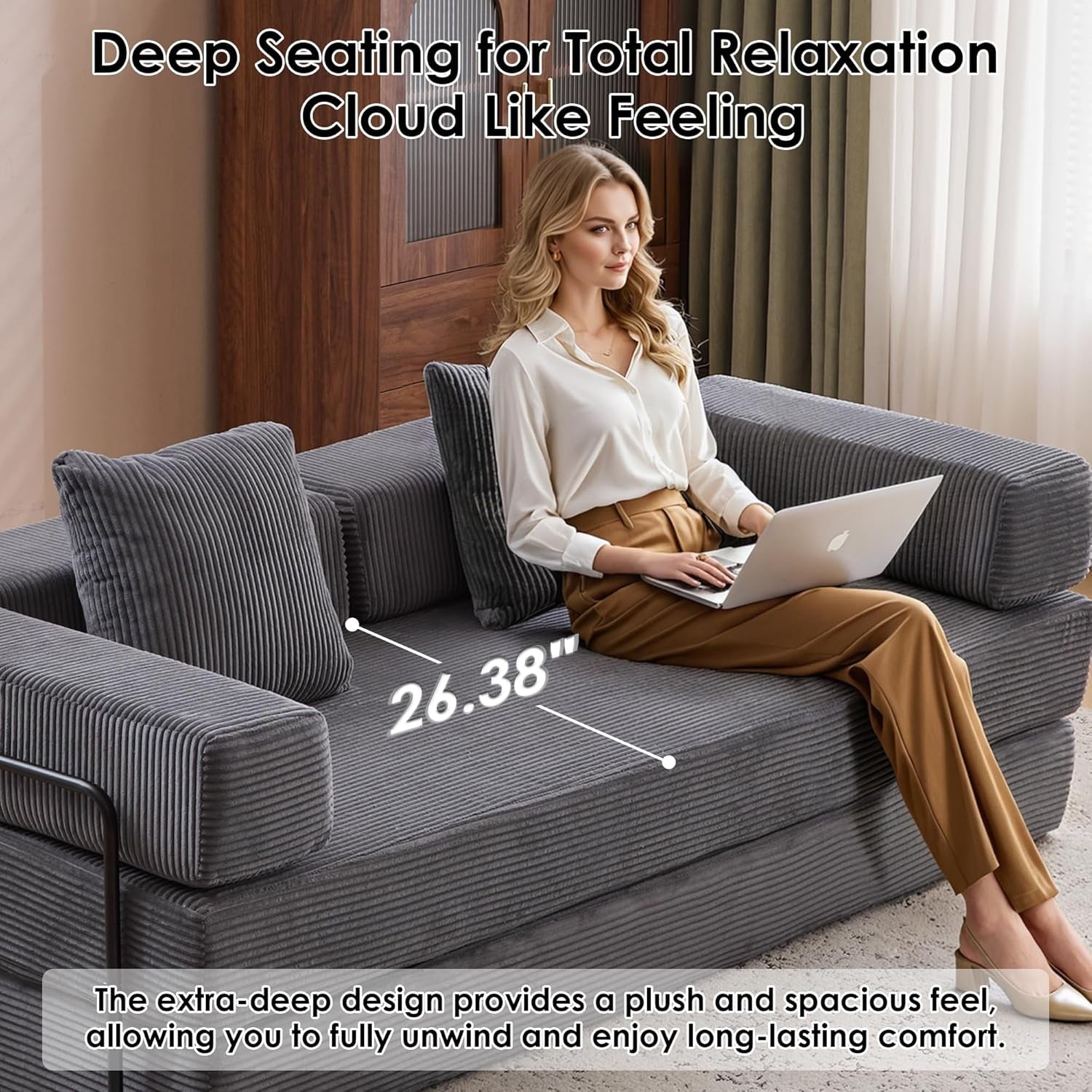 Convertible Sleeper Sofa Bed with Memory Foam Comfort-3