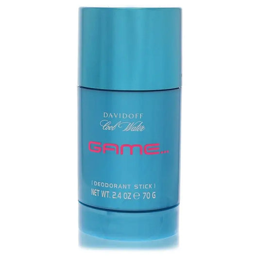 Blue Davidoff deodorant stick with light blue cap from Cool Water Game, fruity floral blend
