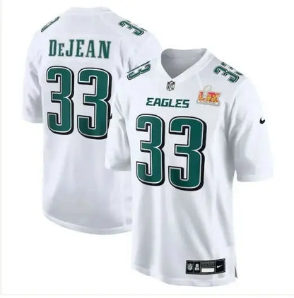 White Philadelphia Eagles Nike Super Bowl LIX Cooper DeJean football jersey for fans