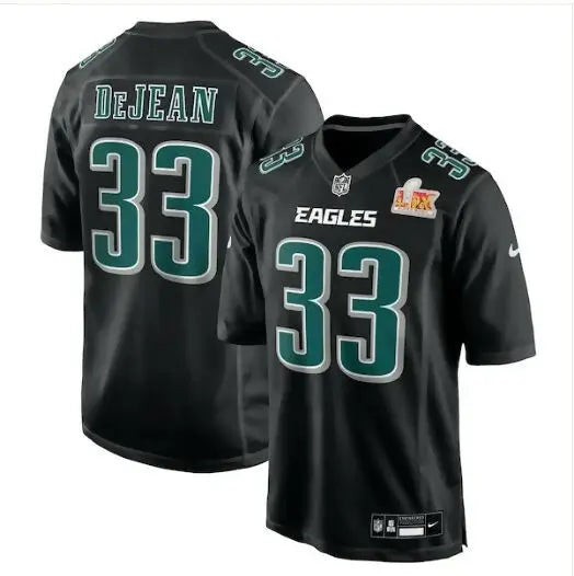 Black Eagles Nike Super Bowl LIX jersey with DeJean 33 patch for Super Bowl LIX fans