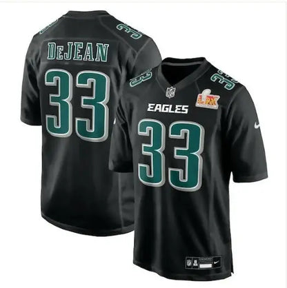 Black Eagles Nike Super Bowl LIX jersey with DeJean 33 patch for Super Bowl LIX fans