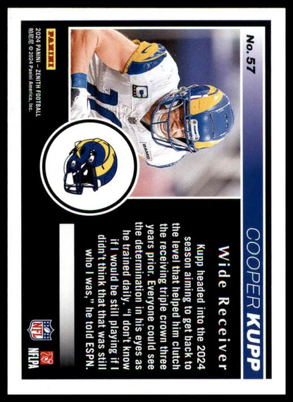 Football trading card featuring Cooper Kupp from 2024 Panini Zenith Los Angeles Rams