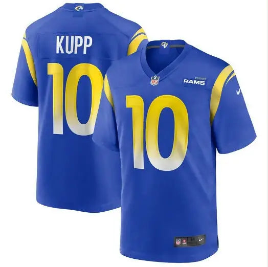 Blue Los Angeles Rams Nike Alternate Game Jersey with KUPP and number 10 in yellow and white