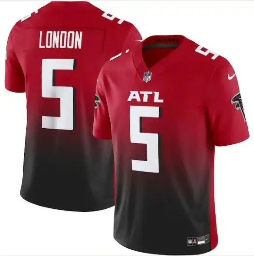 Red and black Atlanta Falcons Nike Vapor F.U.S.E. Limited Jersey on display