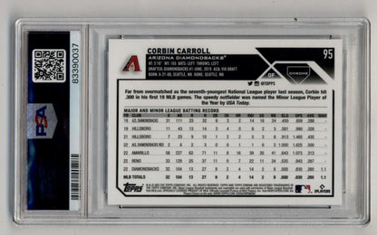 Corbin Carroll Topps Chrome Logofractor Edition PSA graded trading card in slab