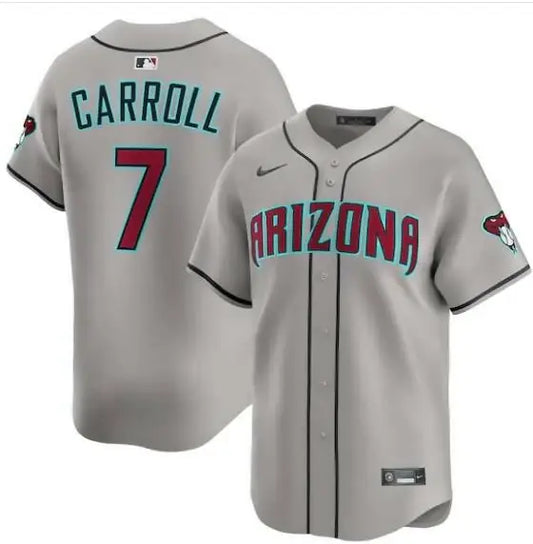 Gray Arizona Diamondbacks baseball jersey featuring Corbin Carroll Nike Alternate Limited Player design