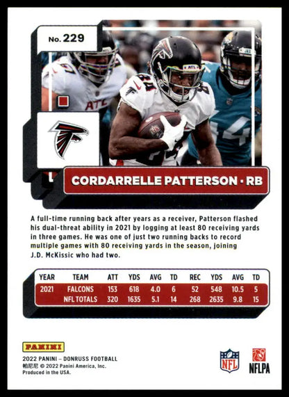 Cordarrelle Patterson football card from 2022 Donruss Atlanta Falcons product