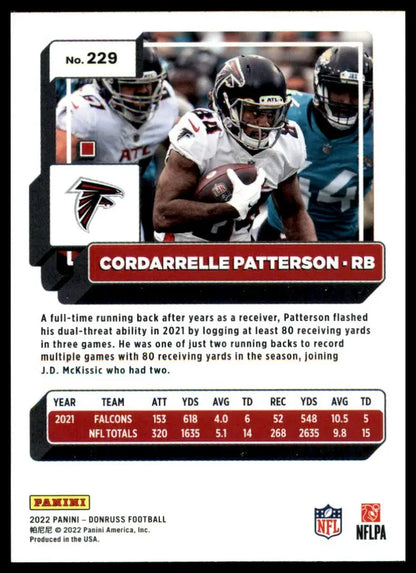 Cordarrelle Patterson football card from 2022 Donruss series featuring Atlanta Falcons player