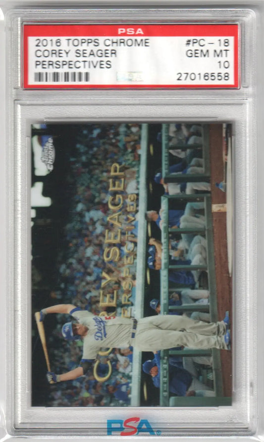 Graded Corey Seager baseball card from Topps Chrome Perspectives RC by Columbia Hobby