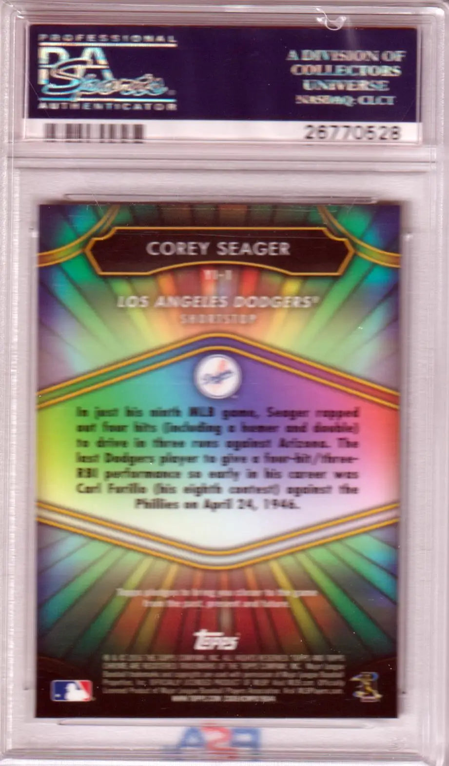 Graded Corey Seager baseball card from Topps Chrome Youth Impact sequence in PSA 10 GEM MINT