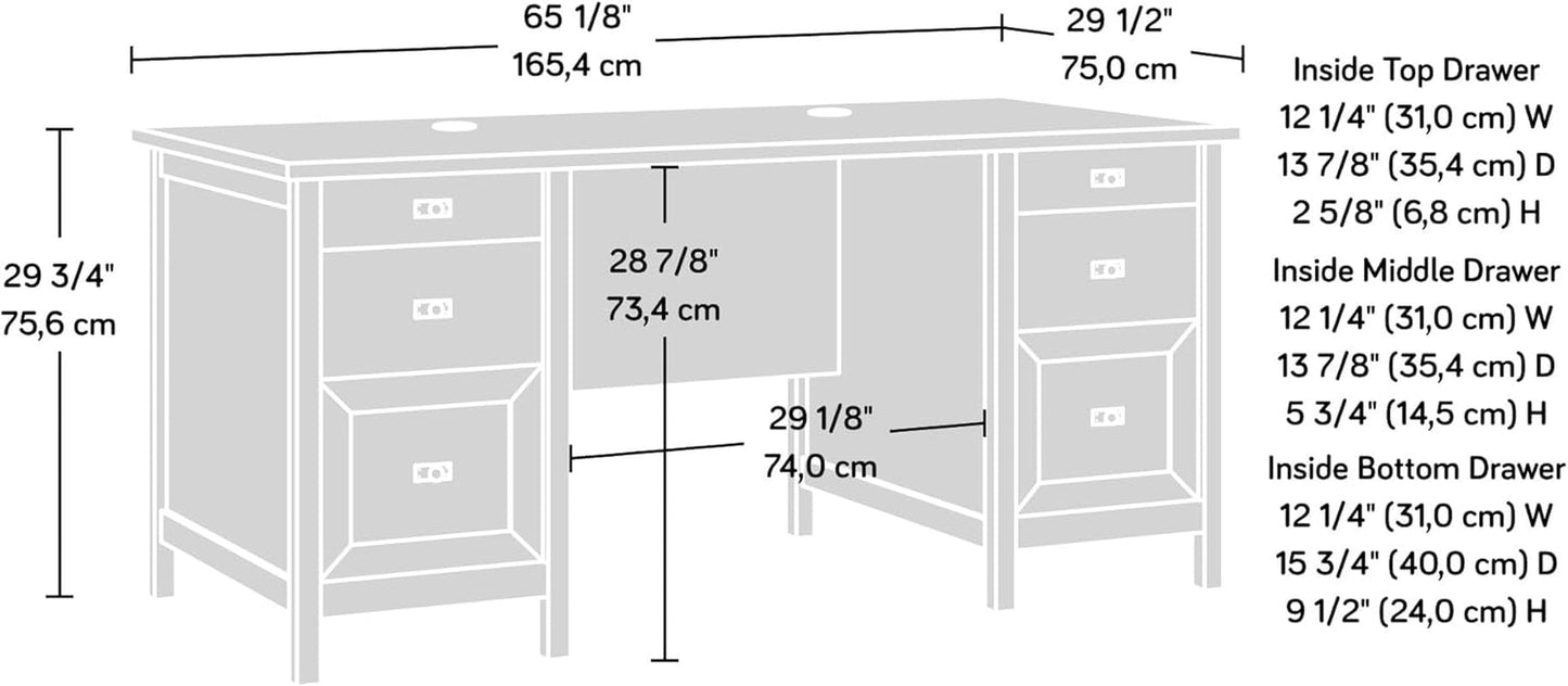Cottage Style Executive Desk with Spacious White Surface-2