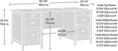 Cottage Style Executive Desk with Spacious White Surface-2