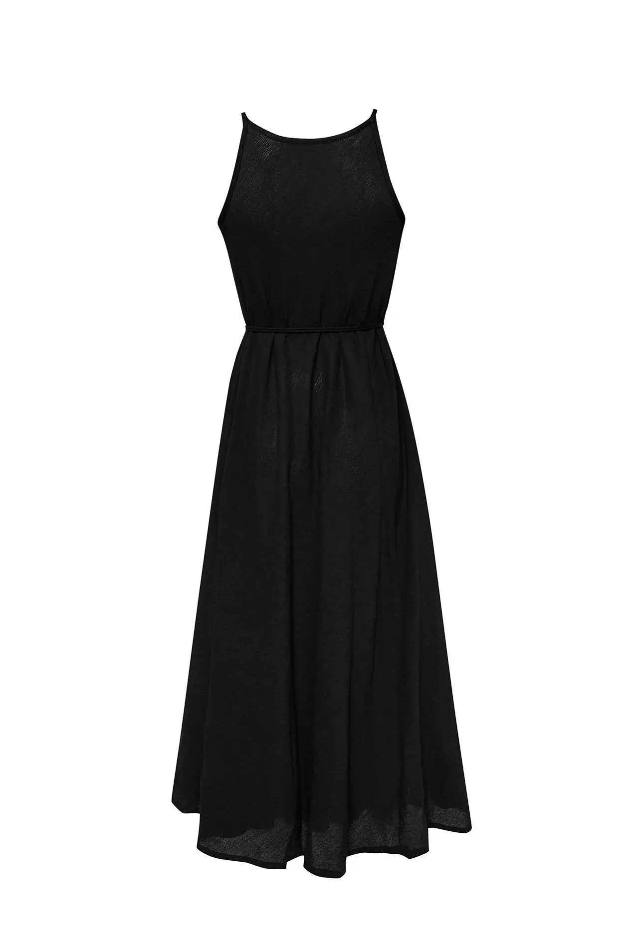 Cotton Silk Long Maxi Dress with Thin Straps and Flowy Design
