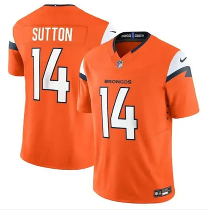Denver Broncos Courtland Sutton orange Nike Vapor F.U.S.E. limited jersey display