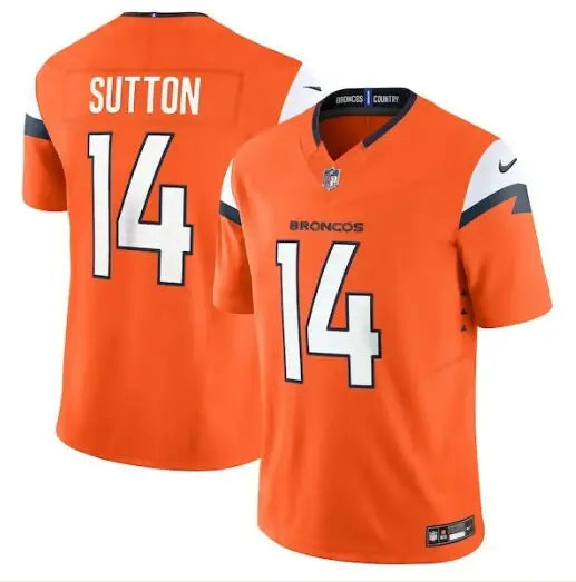 Denver Broncos Courtland Sutton orange Nike Vapor F.U.S.E. limited jersey display
