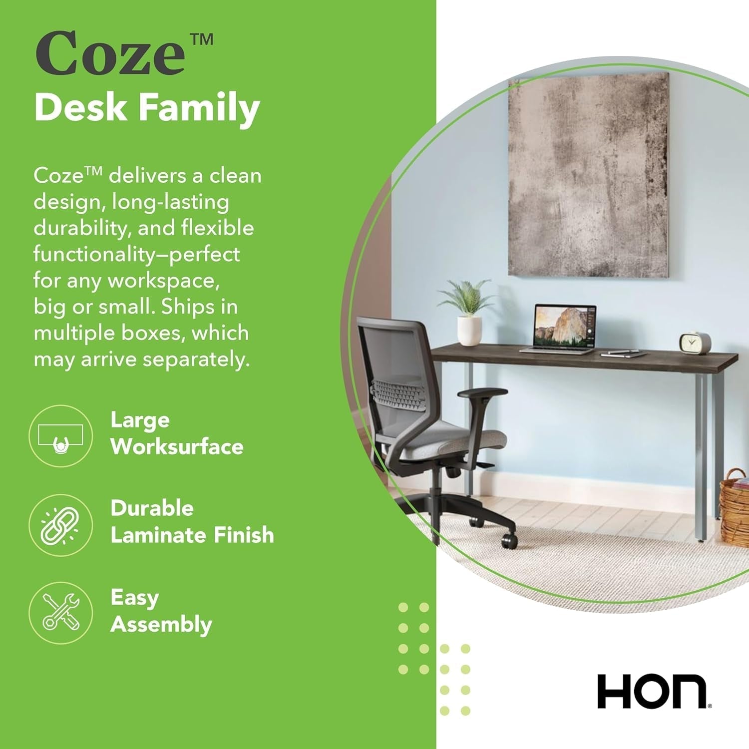 Coze Home Office Desks, Sturdy Table Computer Desk, 42", Walnut Top, Silver Base-3