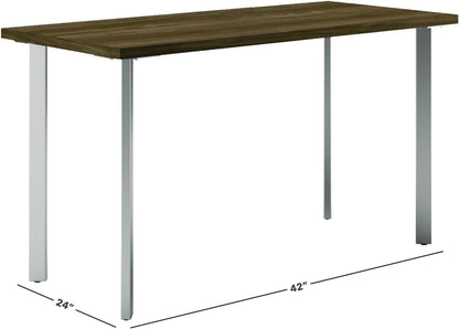 Coze Home Office Desks, Sturdy Table Computer Desk, 42", Walnut Top, Silver Base-2