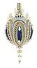 Opulent blue sapphire pendant with pearls and diamonds in gold for Cracker Box Christmas Ornament Kit