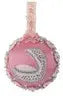 Pink fabric Christmas ornament with sparkling crescent moon and swan design for Cracker Box Christmas Tree decoration