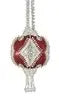 Red and silver ornate pendant from Cracker Box Christmas Tree ornament kit