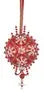 Red ornate Christmas ornament with snowflake designs from Cracker Box Christmas Ornament Kit