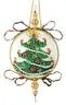 White glass Christmas ornament with green Christmas tree design from Cracker Box Christmas Ornament Kit