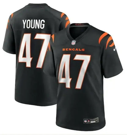 Black Cincinnati Bengals Craig Young #47 Nike Team Game Jersey displayed for sale