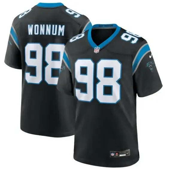 Black D.J. Wonnum Carolina Panthers Nike Game Jersey with 98 on front and back