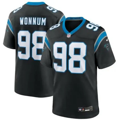 Black D.J. Wonnum Carolina Panthers Nike Game Jersey with 98 on front and back