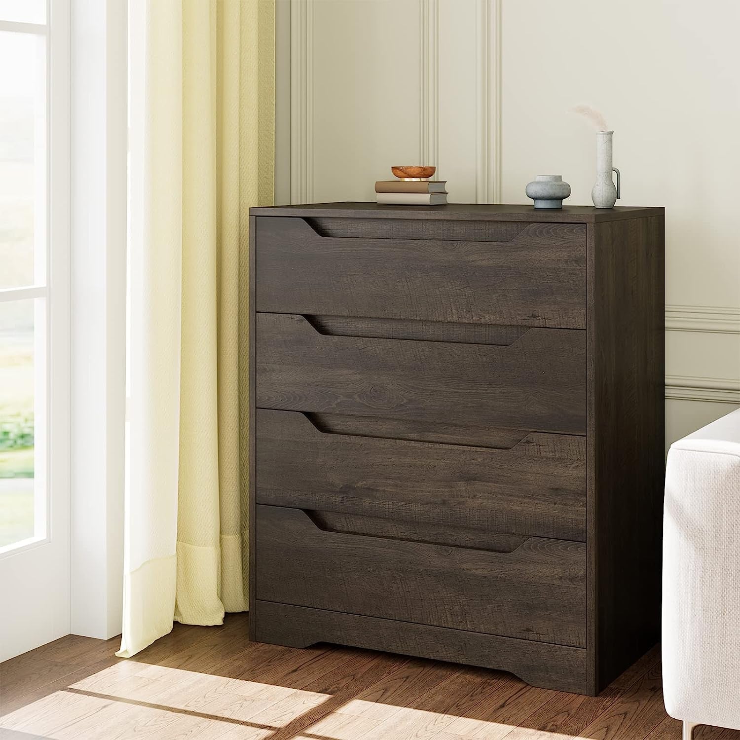Modern 4 Drawer Dresser with Cut-Out Handles-4