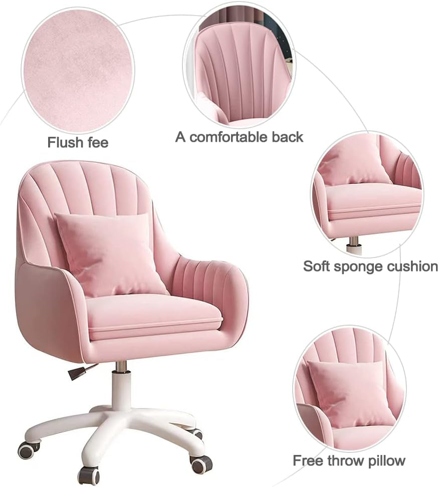 Home Office Chair Computer Chair with Mid-Back Upholstered Modern Tufted Computer Task Chair Swivel Height Adjustable Velvet Accent Chair Suitable for Bedroom, Study-2