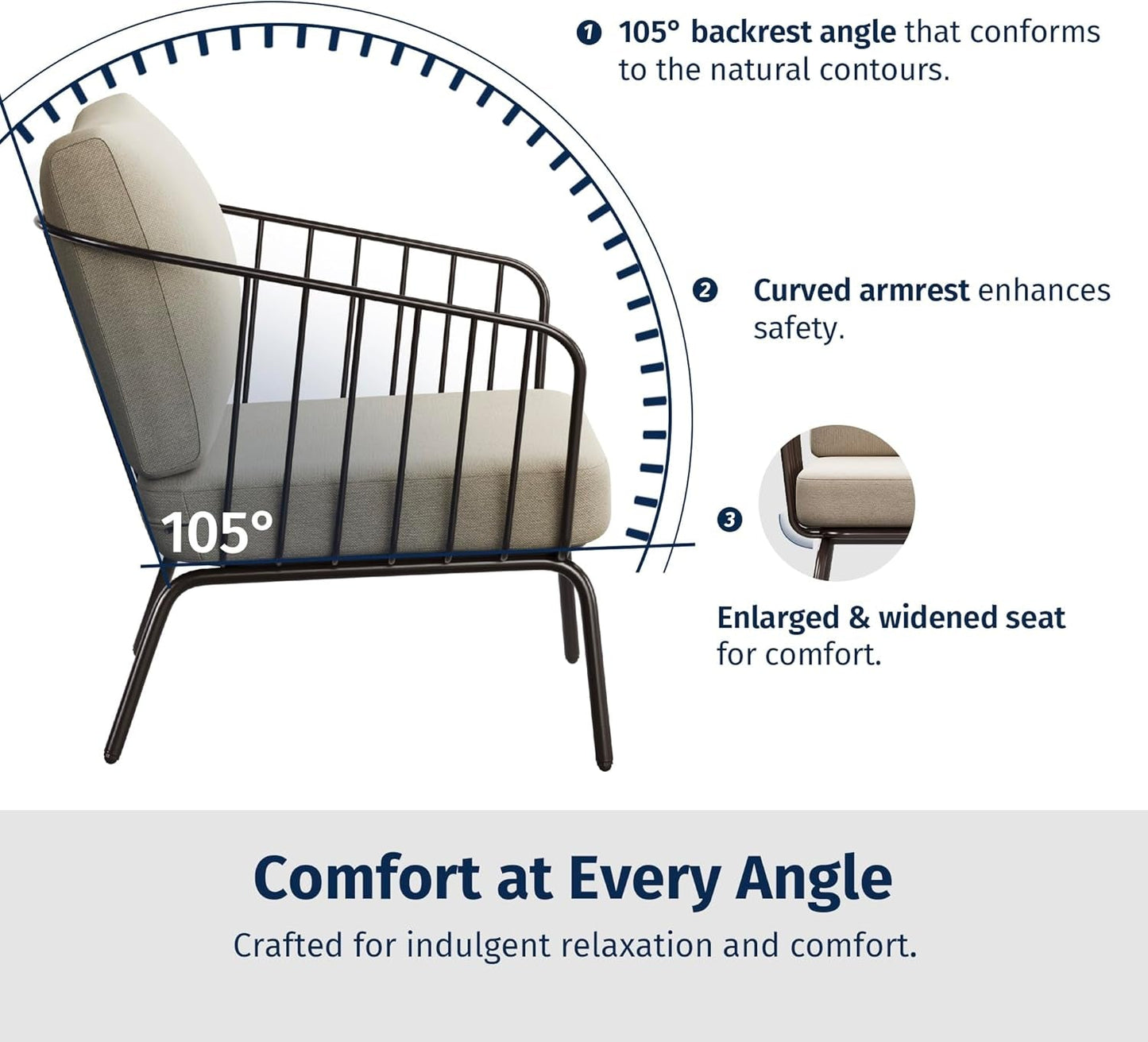 Modern 4-Piece Patio Furniture Set with Thick Cushions-2