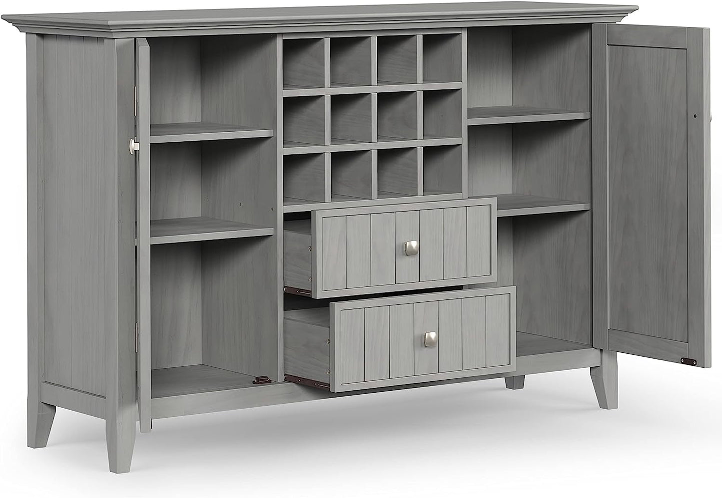 Fog Grey Solid Wood Transitional Sideboard Buffet and Wine Rack-4