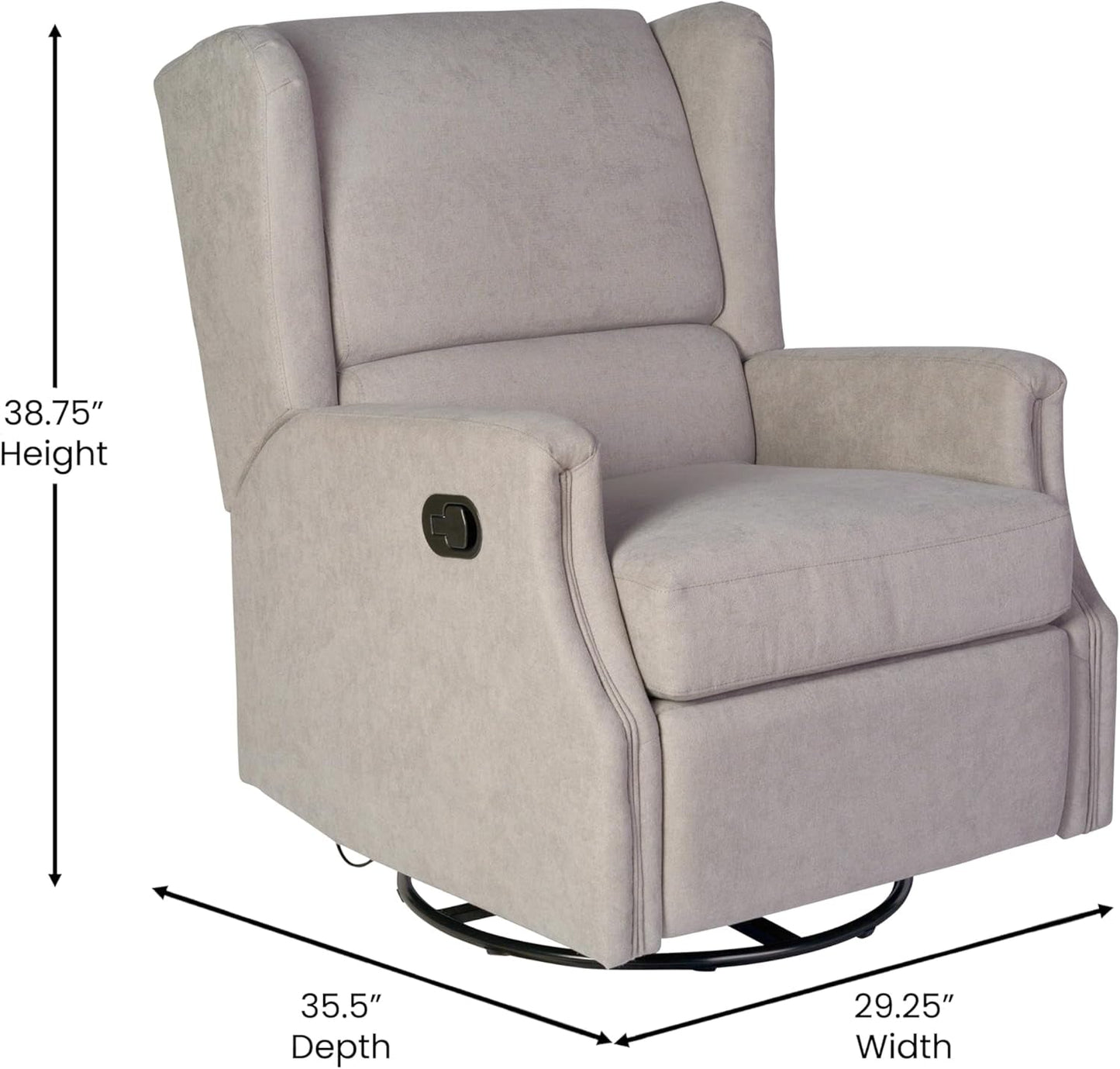 Omma Swivel Glider Rocking Recliner, Manual Wingback Recliner with 360 Degree Swivel, for Living Room, Bedroom, or Nursery, Upholstered, Light Gray-2