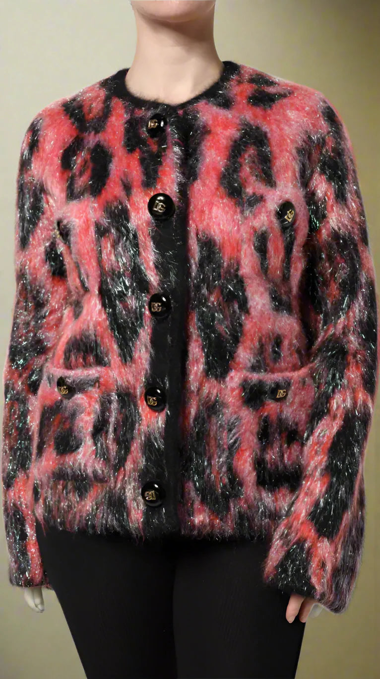 DOLCE & GABBANA Red Mohair Wool Button Down Cardigan Sweater