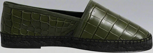 Dolce & Gabbana Green Exotic Leather Espadrilles Slip On