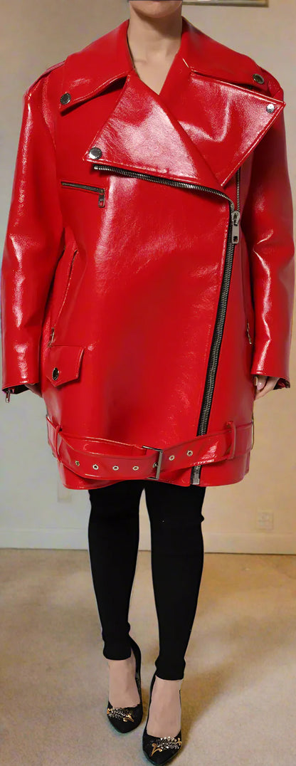 DOLCE & GABBANA (PRE-LOVED) Red Lambskin Full Zipper Jacket for Women