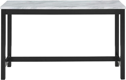 Blue Velvet Bar Table with 3 Stools, Faux Marble-3