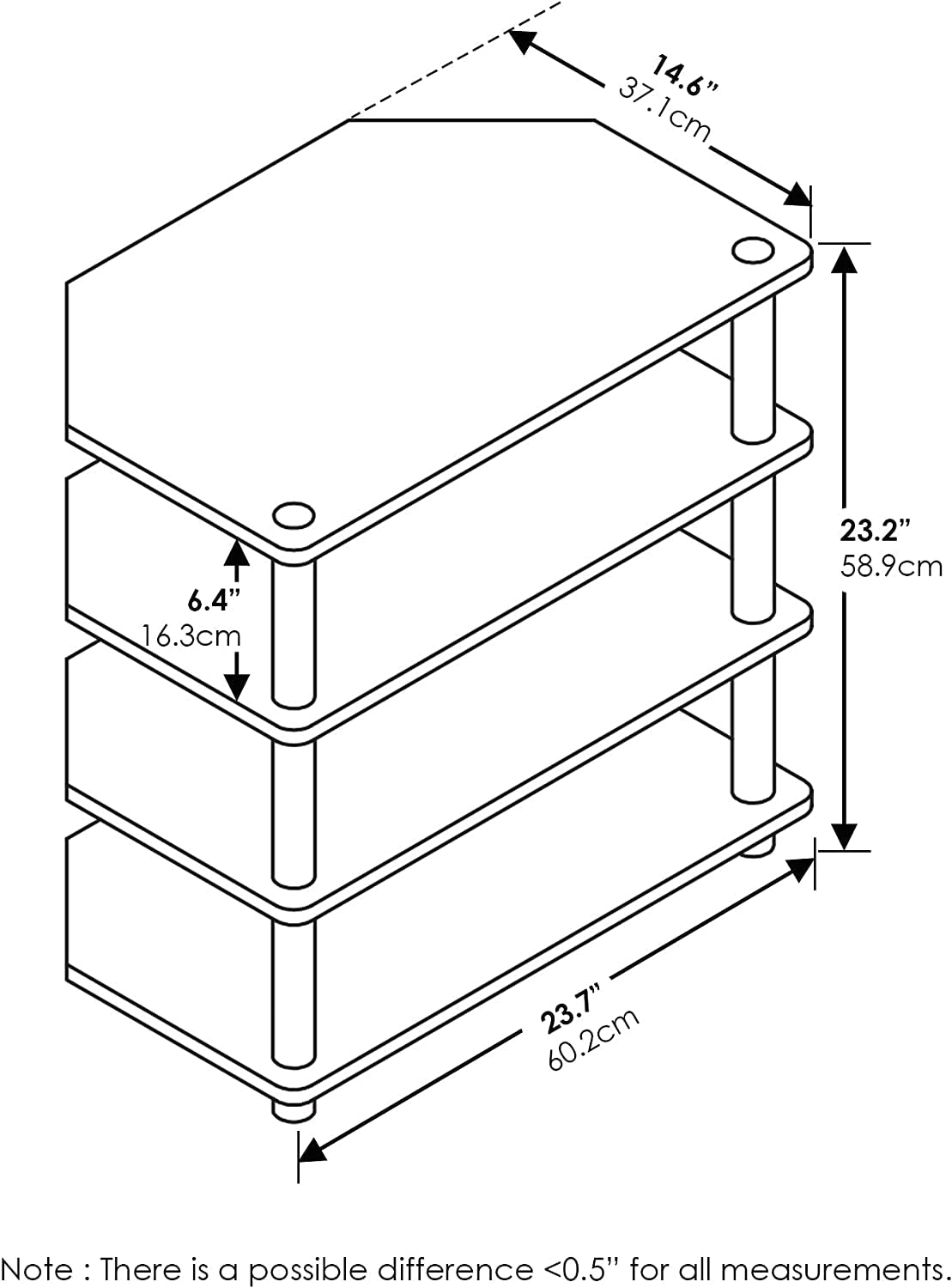 Turn-N-Tube Easy Assembly 4-Tier Petite Entertainment Center / TV Stand / TV Unit / TV Desk, Blackwood-1