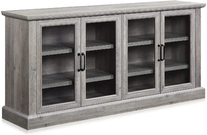 Gray Wash Sideboard with Glass Display Cabinet-4