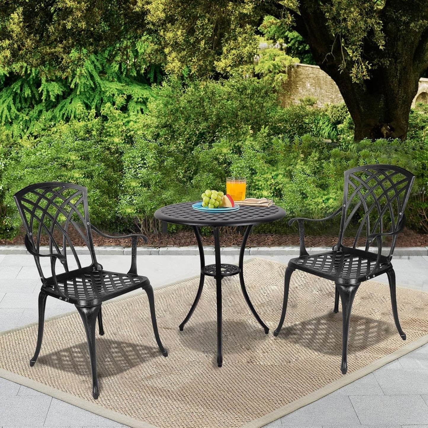 Outdoor Round Bistro Table Set Umbrella Hole-0