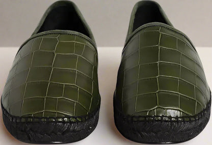 Dolce & Gabbana Green Exotic Leather Espadrilles Slip On