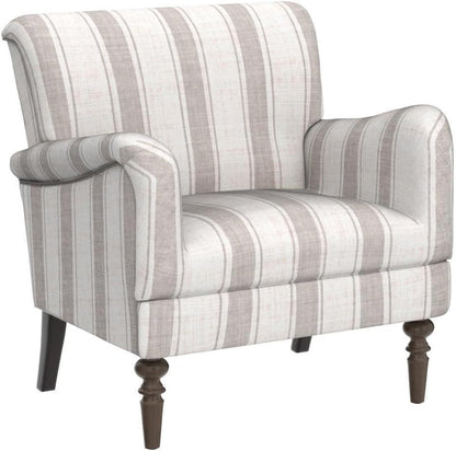 Tan Stripe Accent Chair With Arms And Wooden Legs Modern-4